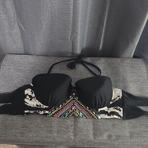 Xhilaration Black and Multicolor Bikini Top